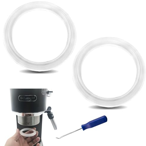 SWTYExt 2 Stück Silikondichtung ID Ø47mm mit Wellendichtring Werkzeug Kompatibel für Delonghi Siebträger Ersatzteile Dichtungen EC680/EC685/EC695/EC820/EC850/EC860 Brühgruppe Brühkopfdichtung