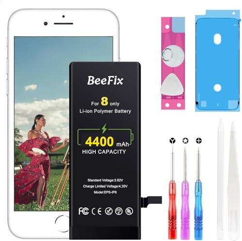 Beefix Batteria per iPhone 8: Batteria sostitutiva agli ioni di litio da 4400mAh ad alta capacità per iPhone 8 con strumenti di riparazione compatibile con il modello A1863 A1905 A1906
