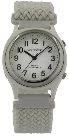 Ladies Small Radio-Controlled Talking Watch, Speaks Time, Date Ideal for Visually Impaired & Elderly. 2 Year Guarantee, Choice of Strap - Easy-Fit Fabric or Genuine White leather (VLRC-22SWF)