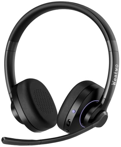 Wireless Bluetooth Headset with Microphone for PC Headset with Mic Mute | 30H+ Talking Time, On-Ear Headphones for Work Trucker Cellphone Office Call Center