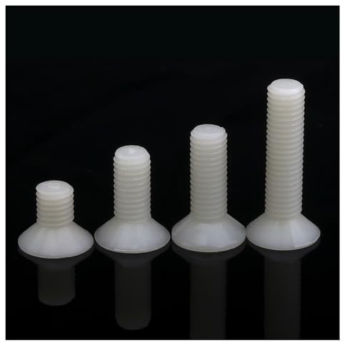 Voirrow 50 Viti a Testa Piatta in Nylon M3/M4/M5/M6/M8,6-40 mm, bullone a Croce a Testa Svasata, Vite a Macchina in plastica Bianca, Vite in plastica isolata(30mm,M6 (50Pcs))