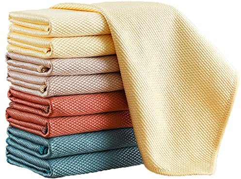 DIMEIYAN Fish Scale Cleaning cloth,Microfibre Cleaning Cloth,10-Pack Microfiber Fish Scale Cleaning Cloths,For Kitchen/bathroom/office,Super Absorbent And Easy To Clean