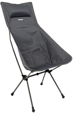 Vango Hoher Campingstuhl aus Mikrostahl, leicht, stark, faltbar auf kompakte Größe, hohe Rückenlehne, Design Gartenstuhl, perfekt für Festivals, Angeln, Camper, Spaziergänger (indische Tinte)