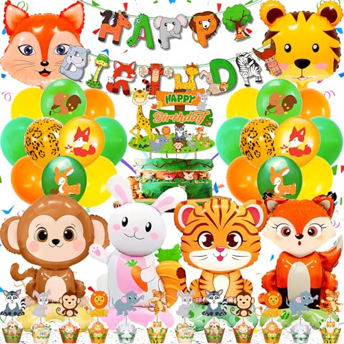 Zaztytoy Waldtiere Geburtstag Deko – Wiederverwendbarer 3D-Heliumballon (40 x 60 cm), langlebig & sicher, perfekte Deko für Kindergeburtstagsfeiern