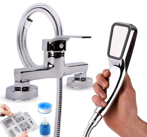 Tepuy Legacy · Grifo Ducha Monomando de Latón Cromado – Instalación en Pared · Set Completo con Manguera, Cabezal y Accesorios · Diseño Moderno y Resistente