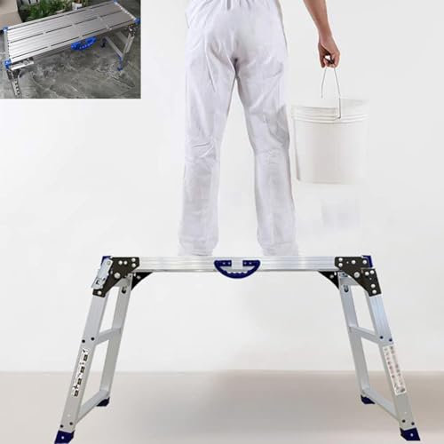 Plataforma de andamio plegable de aluminio resistente para pintar paredes, banco de trabajo portátil, escalera, herramienta de construcción (90 x 30 x 75 cm)