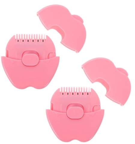 2 Stück-pack Apfelförmiger Haarschneidekamm aus Kunststoff Rosa | Manuell, Kompakt und Ergonomisch Geformt, für Pony und Zuhause, Präzise Schnittführung
