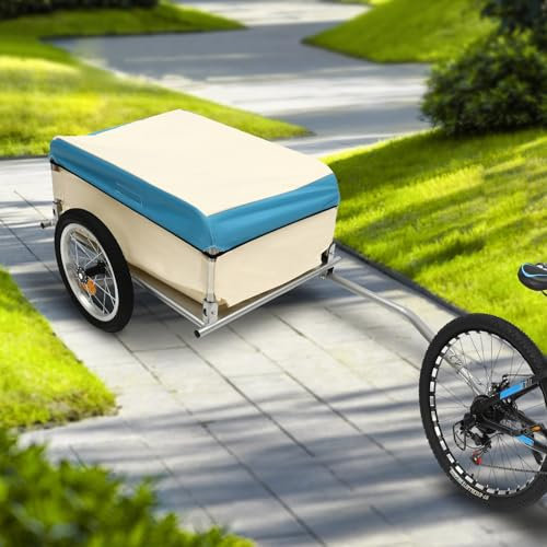 Fahrrad Lastenanhänger, Fahrradanhänger, Transportanhänger Anhänger für Fahrrad Handwagen, Schnellkupplung für Einkäufe, Urlaub, Radtouren