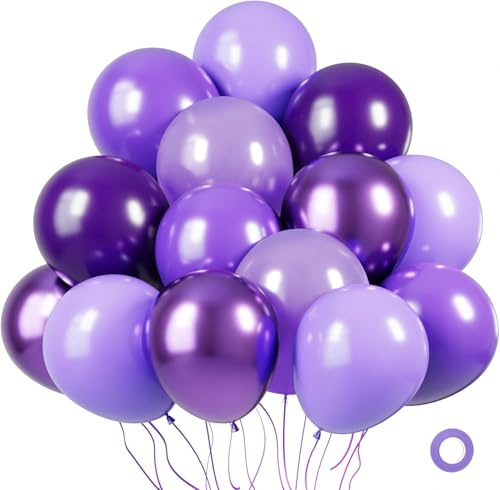 Luftballons Lila Violett 60 Stück 12 zoll SKYIOL Latex Ballons Flieder Pastell Violett Metallic Ballons für Frauen Geburtstag Hochzeit Baby Shower Ostern Karneval Weihnachten Deko