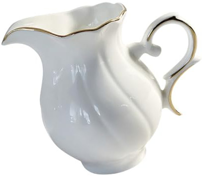 KICHOUSE Brocca Del Latte in Ceramica Bianca, Tazza Per Schiumare Caffè Beccuccio Liscio, Barattolo Per Latte Multifunzione Per Uso Quotidiano e Preparazioni Da Caffetteria,