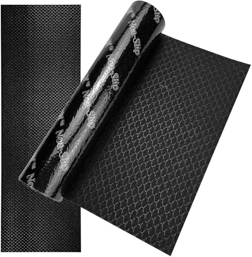 S&X Nastro antiscivolo per skateboard, confezione da 2 pezzi, 22,9 x 83,8 cm, nero, motivo esagonale per la massima trazione
