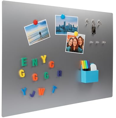 Ooivie A3 Magnetic Board for Wall (300 x 420mm, No Holes) - Stainless Steel Magnet Board - 1mm Thick - Magnetic Notice Board - Ideal for Fridge, Office or Kitchen Organisation