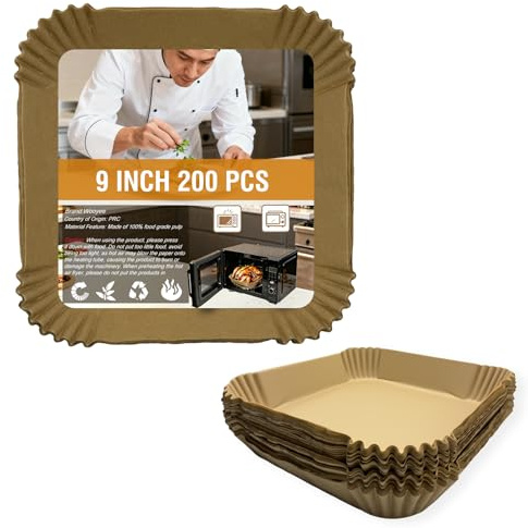 Wooyee Lot de 200 doublures jetables en papier sulfurisé pour friteuse à air instantané Vortex Plus de 6 QT XL (grande taille 200)