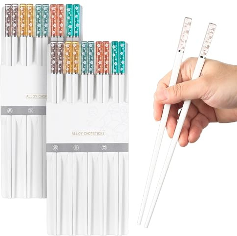 10 Stück Japanische Essstäbchen, Sushi Stäbchen zum Essen, Essstäbchen Spülmaschinenfest, Wiederverwendbar Chinesische Stäbchen, China Ess Stäbchen Cooking Chopsticks Metall Stäbchen