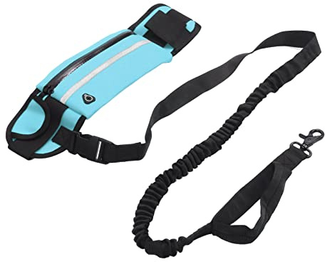Qcwwy Guinzaglio per Cani a Mani Libere con Tasca Staccabile, Guinzaglio in Neoprene per Corsa e Camminata per Cani di Taglia Piccola e Media, Accessorio da Jogging (cielo blu)