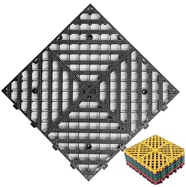 Baldosas entrelazadas de alta resistencia, antideslizantes y autodrenantes for garaje, gimnasio, patio, jardín, taller y zona de juegos.(Black,10pcs-40x40x3cm)