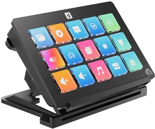 upHere Macro Keypad, Stream Control Deck Game Shortcut Keyboard with 15 Programmable Key, Customizable Preset Visual Pad for OBS/Twitch/YouTube/Streamlabs, Desk Office Setup, Laptop, PC, Mac