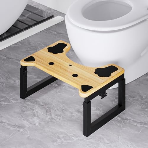 Yorbay Tabouret de Toilette Réglable en Hauteur (18/20/23 cm), Pliable, en Bois Massif et Métal, Antidérapant, Charge Max. 227 kg – pour Adultes, Enfants et Seniors
