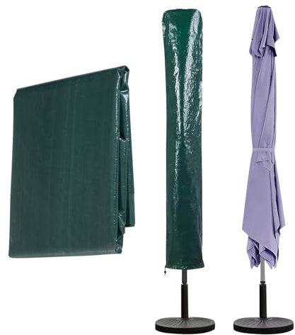Garden Mile Green Waterproof Parasol Umbrella Cover - Large Size Garden Rotary Air Dryer Covers - Heavy Duty UV Protected Cantilever Parasol Covers Protect from Rain, Dust, and Birds (195x50x24cm)
