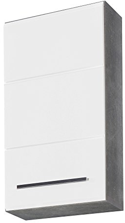 trendteam smart living - Nano - Badkommode - Weiß Hochglanz - Hängeschrank mit 1 Tür (rechts oder links verstellbar) und 1 Einlegeboden - (BxHxT) 32 x 61 x 21 cm - chromglänzende Griffe