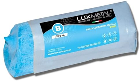 Lux Metal - Polierpaste Blau 700 g Fein Mittel Schleifpaste Für spiegelnden Glanz Auf Edelstahl, Aluminium, Eisen, Messing, Chrom, Holz, Marmor und Weitere Metall - Perfekt Zum Polieren von Messern