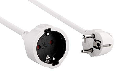 Electraline 900027 skyddskontakt-förlängning-kabel-plastledning-IP20 inomhusområde/förlängningskabel med barnsäkring/skolförlängning 10M Weiß