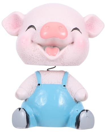 EXCEART Pig Ornament Bobblehead Shaking Piggy Decor for Car Dashboard Home Office Desk 3.14 X 2.95 X 1.77 Inches Cartoon Collectible Toy