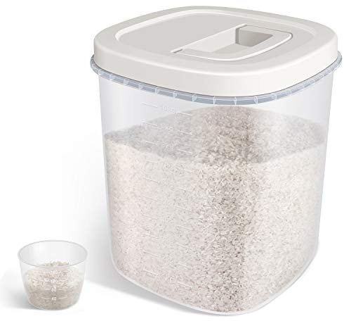 Contenedor de almacenamiento de arroz de 10 litros – Contenedor grande hermético para alimentos con tapa y taza medidora, contenedor de almacenamiento de alimentos secos para cocina (10 litros)