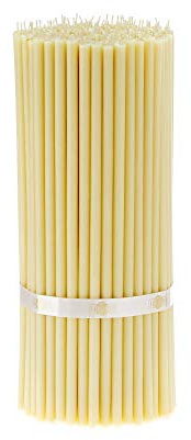 Danilovo 75 Stück Weiß Bienenwachs Kerzen - Orthodoxe Kerzen für Gebet, Rituals, Tischdeko Hochzeit - Ungiftig, Ruß - Tropffrei, Lang, Nachhaltige Produkte, N30, Höhe: 29 cm, Ø 8,7 mm