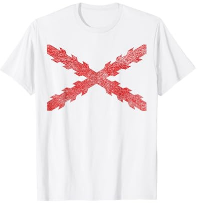 Cruz ESPAÑOLA DE Bandera Burdeos Cruz DE San Andrew Diente DE Sierra Camiseta