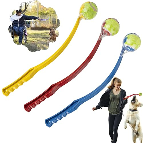 HOVUK 3 x Hundeballwerfer Werfer - Freihändiges Aufheben robuster Ball inklusive 3 Tennisbällen Großer Spaß für Hunde Perfektes Apportierspielzeug für große, mittelgroße, kleine Hunde und Welpen