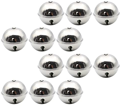 Artibetter 12 Stücke Mini Schellen Glocken Zum Basteln Silber Glöckchen 50mm Metallglöckchen Weihnachtsbaumschmuck Jingle Bells Traumhandel für Schmuck Weihnachten Handwerk Anhänger