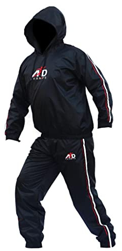 XXR ARD Sauna Suit with Hood Men Jacket Pant Gym Workout Sweat Suits, Heavy Duty Sauna Sweat Track Suit, Track Suit, Boxing Gym Belt Fat. (Medium, Black)