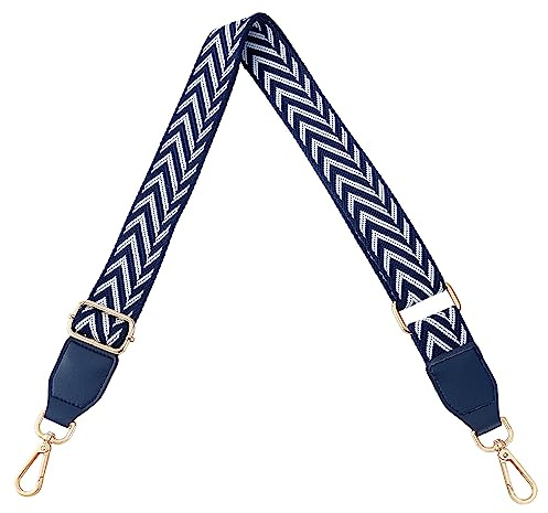 PandaHall Ersatz-Geldbörsenriemen Breiter Schulterriemen Verstellbarer Crossbody-Polyesterriemen Handtaschenriemen Für Damen DIY-Taschen Länge 33~53 Zoll Weiß Und Blau