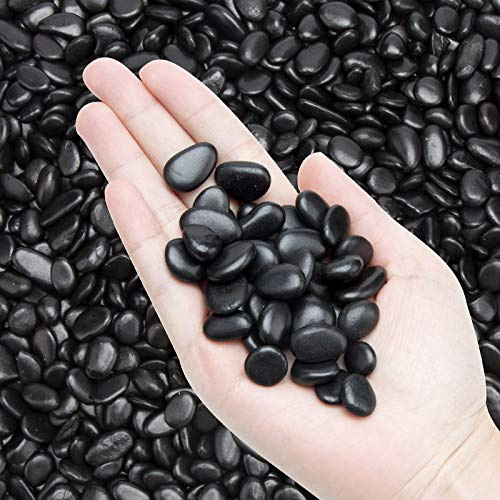 0.7 kg schwarze kleine Kieselsteine – dekorative Steinpflanzensteine, natürlich polierte Steine, 9.5 mm Sukkulentenkies, Kieselsteine für Bambuspflanzen, Sukkulenten, Landschaftsbau, Vasenfüller