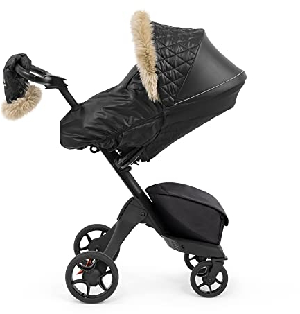 Stokke Xplory X Winter Kit, Onyx Black - Schützt Babys vor Wind und Wetter - Mit fleecegefütterten Fäustlingen für Eltern - Reflektierender Reißverschluss, echte Lammfelleinfassung