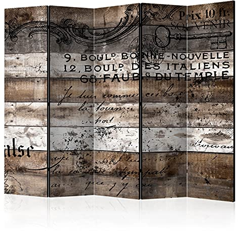 murando Akusticher Raumteiler Retro Vintage Foto Paravent 225x172 cm beidseitig auf Vlies-Leinwand Bedruckt Akustikschaum Trennwand Spanische Wand Sichtschutz Home Office Holzoptik f-C-0152-z-c