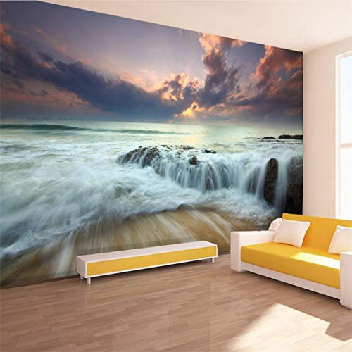 ZAPVI Papier peint photo non tissé Ciel et mer Mode Papier Peint Intissé Tapisserie Murales Panoramique 3D Mur De Fond Tv Papier Peint Chambre Enfant Adulte Poster Murales Taille:L200CMxH175CM