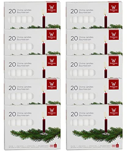 DecoLite Baumkerzen 9,6 cm, Brenndauer 1,5h, Weiß, 200 Stück | Made in Germany, RAL-geprüft, durchgefärbte Christbaumkerzen, ruß- & tropffrei, für handelsübliche Kerzenhalter