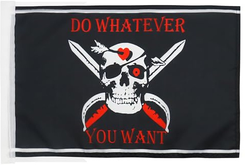 AZ FLAG - Drapeau Pirate Do Whatever You Want - 45x30 cm - Pavillon Corsaire 100% Polyester Avec Deux Cordelettes - 20g
