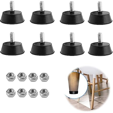 8 Stück Gummi Möbelfüße Verstellbar Ltsbaed Stellfüße M6 X 32MM Nivellierfuß Dämpfung Möbelfüße Tischbeine mit Schrauben Schrankfüsse Möbelgleiter für Schrank Stuhl Couchtisch TV-Schränke Schubladen