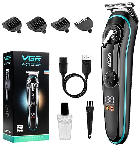 VGR Beard Trimmer - Cordless Hair Clippers for Men Haircut with Taper Lever - Rechargeable 120 min - T Blade Electric Detailer for Sideburns, Moustache, Bald Head