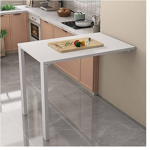 Contemporain Table Pliante,Bureau Mural Rabattable Table De Cuisine Pliable,Étagère Télescopique Variable Table À Manger,Table Murale Rabattable Multifonctionnelle,Économiser De L'espace ( Color : Whi