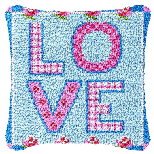 LDFHOIN Lot de coussins à nouer soi-même Love - Ensemble de coussins à nouer - Ensemble de tapis à nouer - Ensemble de housses de coussin pour adultes et enfants - Cadeaux faits à la main