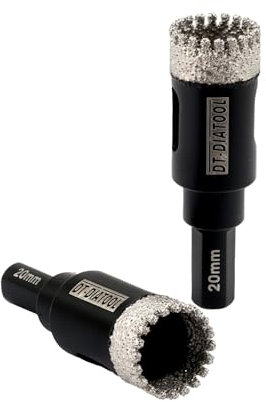 DT-DIATOOL Diamond Core Drill Bit 20mm, 2-Pack Diamond Hole Saw with Triangle Shank for Porcelain Tile Ceramic Tile Marble Granite