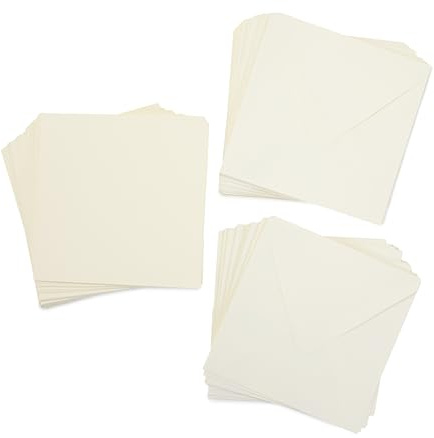 Crafter's Companion - 7 x 7 Ivory Cards & Envelopes - Pack of 50 - Includes 25 Ivory Card Blanks & 25 Matching Envelopes - Great for a Variety of Occasions