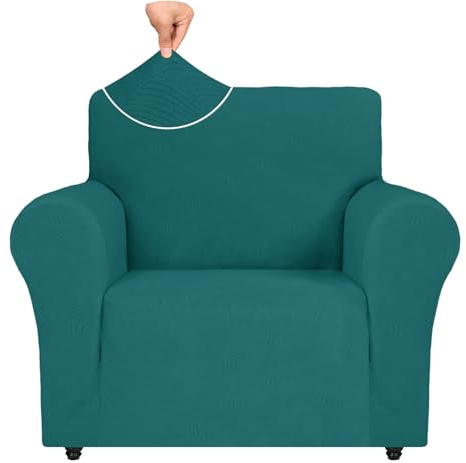 Ystyle Weicher Elastisch Sofabezug 1 Sitzer, Türkis | Sofaschoner Rutschfest, Universaler Couch Überzug mit Armlehnen, Moderne Sofa Cover, Waschbarer Sofahusse für Wohnzimmer