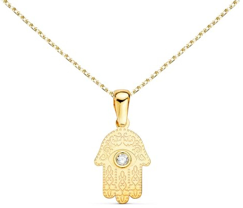 L'Atelier d'Azur Collier – Colgante de oro de 18 quilates 750/000 Mano de Fátima Amarillo – Cadena dorada