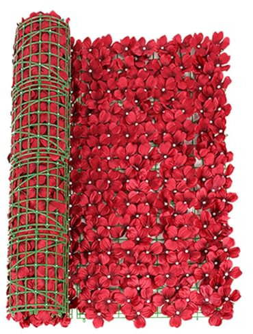 Edera artificiale rossa recinzione recinzione giardino piante coperture privacy schermo proteggere parete paesaggistica edera pannello di recinzione esterno protetto-50 x 300 cm