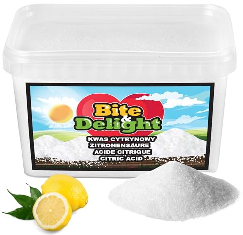 Bite & Delight Zitronensäure Pulver - Lebensmittelqualität - für Küche und Haushalt - Kalkentferner und Reinigungsmittel, Putzmittel - für Limonaden, Fruchtsäfte - Backen, Kochen - 1000 ml